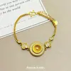 Pulsera de Disco con Incrustaciones de Diamantes Cepillado Chapada en Oro Estilo Palacio, Nuevo Estilo Chino, Versátil, Lujo Ligero, Sensación de Alta Gama, Artesanía Tradicional, Joyería para Mujer