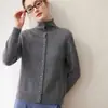 Cárdigan de cachemir con cuello alto y botones para mujer, Abrigo de punto de lana suave holgado Otoño/Invierno, Suéter versátil para exteriores