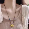 Colar de Pérolas Maillard Elefante Dourado Pedra Olho de Tigre para Mulheres Retro Novo Chinoiserie Exquisito de Alta Qualidade Corrente para Clavícula