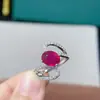 Anel de prata esterlina com rubi vermelho sangue, simples, rubi, abertura Joker, atmosfera fashion, anel feminino, pedra principal 7*9mm
