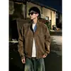 Chaqueta de Cuero PU Tie-Dye Retro Americana para Hombre Otoño Tendencia Marca Silueta Corta Boxy Ropa de Abrigo Chaqueta de Béisbol de Gama Alta