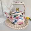 Tetera de Esmalte Engrosado, Hervidor de Agua, Cocina de Inducción, Cafetera para Té de la Tarde Francés, Tetera de Flores Retro, Olla para Medicamentos