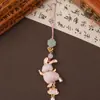 Llavero Lindo Conejo Corredor Brocado de Canción, Conejo de Jade Suave y Adorable, Colgante Estilo Chino, Llavero Atmósfera Hanfu, Directo del Fabricante
