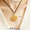 Nuevo collar de brújula de circón chapado en oro antiguo estilo chino para mujer, colgante redondo de calabaza de imitación de oro vintage, joyería de alta calidad de Yiwu