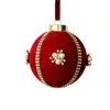 Nuevo producto transfronterizo: Adornos de bola de Navidad de terciopelo con cadena de pedrería, decoraciones para árbol de Navidad, adornos de bola de Navidad de plástico