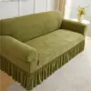 Funda para Sofá con Falda Jacquard de Color Sólido Estilo Nuevo Transfronteriza, Todo Incluido, Adecuada para Todas las Estaciones, Tela Elástica para Sala de Estar Sofá de Múltiples Plazas