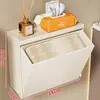 Caixa de lenço de papel para banheiro, caixa de armazenamento de papel higiênico sem furar, caixa de armazenamento multifuncional para absorventes ao lado do vaso sanitário