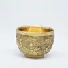 Taça Dragão e Fênix Hongda Toda em Latão, Taça das Cem Bênçãos, Taça de Vinho Criativa Luxo Leve, Caneca de Chá de Cobre para Transmissão ao Vivo, Ornamento para Cerimônia do Chá