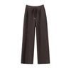 Calça de Tricô Minimalista 100% Caxemira Pura para Mulheres, Caimento Solto, Emagrecedora, Versátil, Estilo Grosso com Costura Central, Calça Wide-Leg