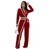 TD2794 Moda transfronteriza europea y americana Amazon mono largo de manga larga con diseño de cinturón de costura bicolor para mujer de otoño e invierno