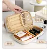 Bolsa de Maquillaje para Influencers Transfronteriza con Alto Atractivo Estético, Bolsa para Guardar Brochas de Maquillaje con División de Doble Capa, Bolsa de Maquillaje Grande de PU