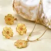 Collar Colgante de Flor Elegante Coreano de Nicho para Mujer Acero Inoxidable Chapado en Oro de 18 Quilates Encanto de Playa Set de Joyería de Lujo