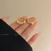 Anel Delicado de Margarida Doce Moda Feminina Esmalte Fresco Gota de Óleo Flor Anel Aberto Simples Anel de Dedo com Pérola