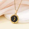 Tohm Retro Acero Inoxidable Esmalte Colorido Goteo de Aceite Estrella y Luna Colgante Versátil de Alta Gama para Mujer Accesorio Collar Venta al por Mayor