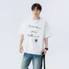 Nueva Moda 250g Estampado de Letras Americanas Manga Corta Verano Sensación de Hielo Marca de Tendencia Camiseta Unisex Versátil Elegante