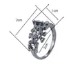 Anillo Retro Europeo y Americano Transfronterizo Negro Dorado Calavera para Mujer con Circonita Morada Estilo Punk Anillo de Halloween Directo del Fabricante