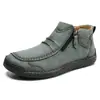 Zapatos para Hombre Tallas Grandes Transfronterizos Zapatos Casuales para Exteriores Zapatos de Fondo Plano Cosidos a Mano Botas Martin con Cremallera Botas Cortas 828