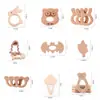 Fabricante de Pulseras de Dientes de Madera Maciza Suministra Directamente Diente de Animal de Madera de Haya Anillo de Madera Juguetes de Dentición y Mordedor para Bebés