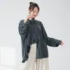 Camisa de Estilo Nacional Nuevo Clásico Chino con Cuello Alto para Mujer, con una Sensación Fluida y Relajada, Adecuada para Estudiantes de Arte, Blusa Holgada de Baile Jazz