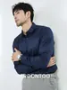 Camisa Masculina de Algodão Mercerizado Leve Estilo Italiano Manga Longa 2026 Primavera e Outono Slim Fit Respirável Branca Formal