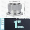 Conector de Tubo Rosca Interna Tipo Abraçadeira Hexagonal de Instalação Rápida Aço Inoxidável 304/316 Grau Sanitário Rosca Interna Bspt/Rc