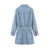 Vestido corto de moda transfronterizo nuevo, casual simple de mezclilla con cuello camisero de manga larga primavera 2026 vestido de mujer, estilo europeo y americano versátil