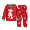 Ropa de casa de dos piezas para niños, primavera y otoño, estilo europeo y americano, para niños, con estampado de dinosaurios, manga larga + pantalones, traje para niños, ins
