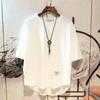 Camiseta Blanca de Moda para Hombre con Dobladillo Hendido, Mangas Cortas Holgadas, Estilo Artístico, Elegante Camiseta Cola de Golondrina, Popular en Redes Sociales