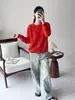Nueva Chaqueta Cardigan de Color Sólido Otoño 2025 para Mujer, Cuello Redondo, Tejido Simple y Suave, Suéter de Cachemir Cepillado