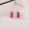 Yuebao Joyería Turmalina Plata de Ley S925 Chapado en Oro Rosa Corte Calabaza Moda Pendientes de Botón de Gama Alta para Mujer Dropshipping