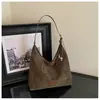 Bolso de hombro de tela cepillada de comercio exterior, moderno y popular, para mujer, nuevo bolso tote de gran capacidad para el día a día, bolso cruzado versátil
