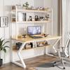 Escritorio para computadora de escritorio, escritorio para el hogar con estantería integrada, combinación, escritorio para estudiantes en apartamentos pequeños, escritorio de aprendizaje con tablero perforado