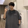 100,000 Piezas de Populares Camisetas Versátiles y Simples con Estampado de Letras para Jóvenes Hombres, Corteholgado, Talla Grande, Estilo Hong Kong, Manga Corta, Estilo Pareja