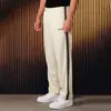 Pantalones deportivos para hombre YOUNGLA costura de cinta a rayas bordado pantalones casuales pantalones rectos deportivos para gimnasio