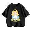 Aliexpress Transfronteiriço Camiseta de Verão Fofa de Desenho Animado Meninos e Meninas Versão Q Estampa de Desenho Infantil