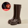 2024 Novas Botas de Cavaleiro Botas Finas de Cano Alto Salto Grosso Salto Salto Botas Femininas Botas Super Salto