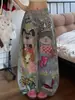 Jeans Grafite Pintado à Mão Divertido Gato e Cachorro Estilo Retrô Americano para Homens e Mulheres, Calças Largas Retas Street Style Tendência