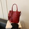 Nueva Popular Color Puro Gran Capacidad Elegante 2025 Nueva Textura Otoñal Bolso Cubo de Hombro Cruzado para Viajes Diarios para Mujeres