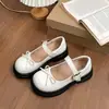 Zapatos Mary Jane de Plataforma Retro Franceses Blancos para Mujer 2026 Nuevo Estilo Otoño con Faldas Suela Suave Aumentadores de Altura Zapatos Mary Jane