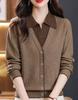 Comercio Exterior Camisa de Punto de Color Contrastante con Solapa Falsa de Dos Piezas para Mujer Otoño e Invierno Moda Elegante Manga Larga Holgada Estilo Occidental