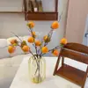 Flor Artificial Pontuda Cinco Cabeças Caqui Flor Falsa Caqui Ruyi Flor Decorativa Fruta da Fortuna Flor de Romã Galho Seco Enfeites