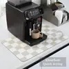 Alfombrilla Cuadrada Absorbente de Cuero para Cafetera con Diseño Escandinavo a Cuadros, Alfombrilla Drenante Decorativa, Alfombrilla Drenante Antideslizante para Cocina
