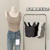 Novo Colete de Ombro Largo Feminino de Verão com Bojo Integrado para Usar por Baixo ou por Cima Costas Bonitas Slim-fit Top Curto Base para Mulheres