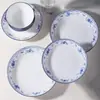 Estilo Nórdico Uso Doméstico Série Borboleta Azul Tigela e Prato de Cerâmica Tigela de Refeição Tigela de Arroz Prato Tigela de Sopa Tigela e Prato com Cor Sob Esmalte