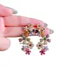 Flor de Plata Chapada en Oro Real Clip de Oreja de una Pieza Pendientes de Moda Distintivos Lujo Ligero Sentido de Gama Alta Pendientes Delicados Estilo Antiguo Medio