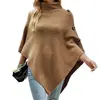Capa tipo chal tejido de punto estilo europeo y americano, color liso, cuello alto, otoño/invierno 2025, elegante prenda exterior para commute, manga de tres cuartos