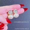Pendientes de plata s925 con microincrustaciones de circonitas japonesas y coreanas, con diamantes y perlas, exquisitos pendientes de moda, elegantes pendientes que combinan con todo, al por mayor
