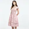 Foto Real de Vestido Vintage de Renda Pesada com Decote em V, Elegante Vestido Curto de Manga Curta com Recortes