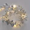 Fio de luz LED de simulação de folha de ouro e prata transfronteiriço luzes decorativas de rattan folhas verdes luzes de cores para o dia de Natal luzes piscantes