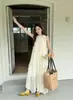 Vestido sin mangas estilo francés para mujer, nuevo modelo de verano, vestido largo con bordado de encaje, estilo vacacional, vestido fluido, único y no producido en masa